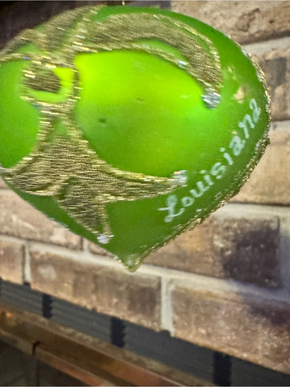 Green Louisiana Ornament with Gold Accents